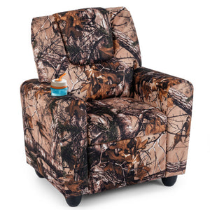 Kids Recliner Chair Push Back Toddler Reclining Armchair with Cup Holder-Camouflage