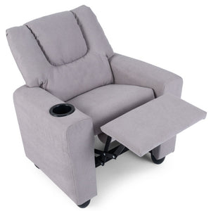 Kids Recliner Chair Push Back Toddler Reclining Armchair with Cup Holder-Grey