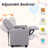 Kids Recliner Chair Push Back Toddler Reclining Armchair with Cup Holder-Brown