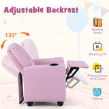 Kids Recliner Chair Push Back Toddler Reclining Armchair with Cup Holder-Grey