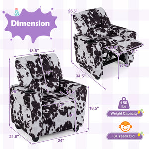 Kids Recliner Chair Push Back Toddler Reclining Armchair with Cup Holder-White