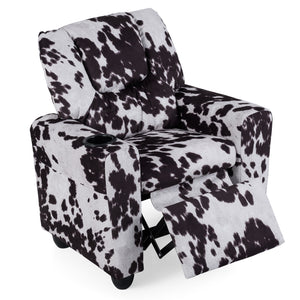 Kids Recliner Chair Push Back Toddler Reclining Armchair with Cup Holder-White
