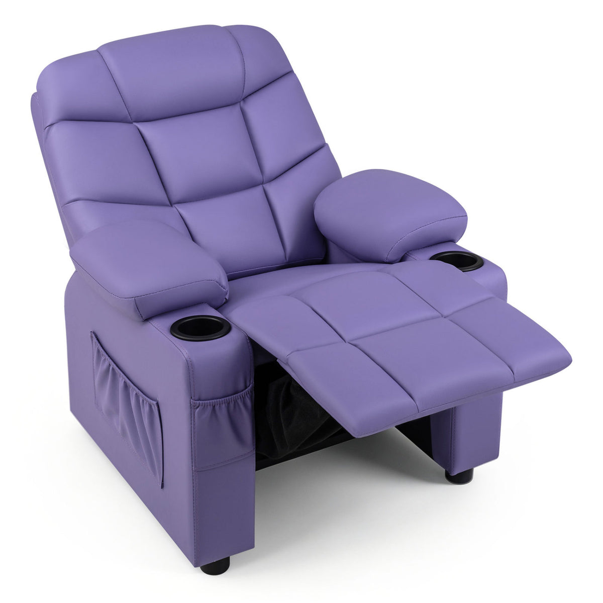 Kids Recliner Chair with Cup Holder and Footrest for Children-Purple