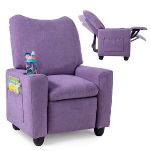 Kids Recliner Toddler Single Sofa with Adjustable Footrest and Cup Holder-Purple