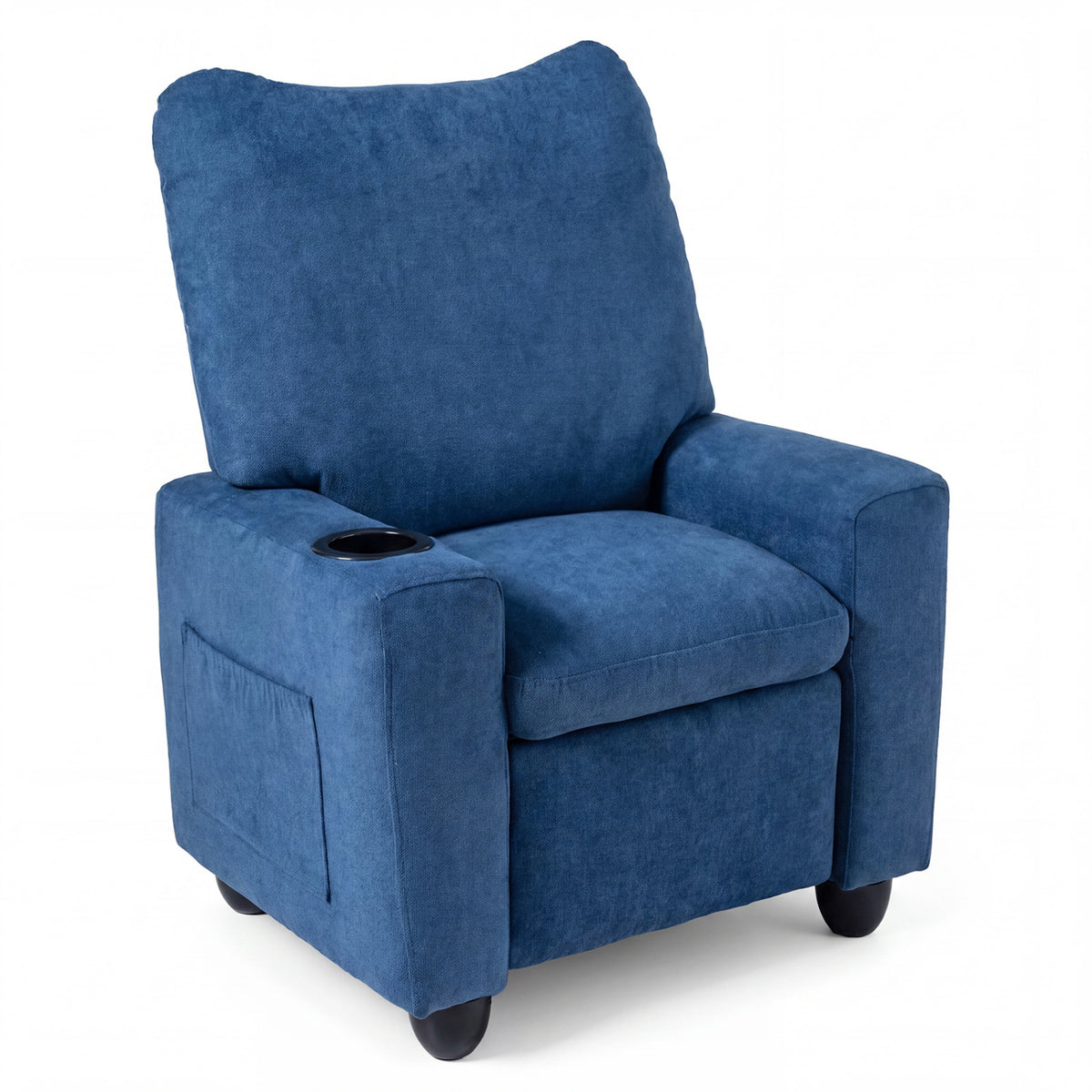 Kids Recliner Toddler Single Sofa with Adjustable Footrest and Cup Holder-Navy