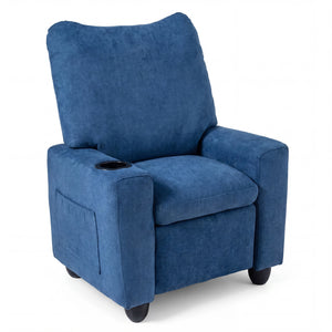 Kids Recliner Toddler Single Sofa with Adjustable Footrest and Cup Holder-Navy