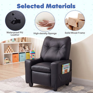 Kids Recliner with Cup Holder Armrests and Adjustable Backrest for Playroom-Black