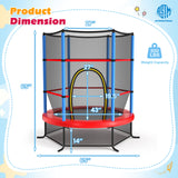 55 Inch Kids Recreational Trampoline Bouncing Jumping Mat with Enclosure Net-Navy