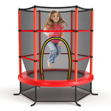 55 Inch Kids Recreational Trampoline Bouncing Jumping Mat with Enclosure Net-Navy