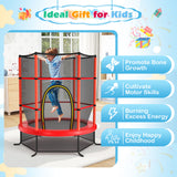 55 Inch Kids Recreational Trampoline Bouncing Jumping Mat with Enclosure Net-Navy