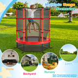 55 Inch Kids Recreational Trampoline Bouncing Jumping Mat with Enclosure Net-Navy