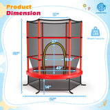 55 Inch Kids Recreational Trampoline Bouncing Jumping Mat with Enclosure Net-Navy