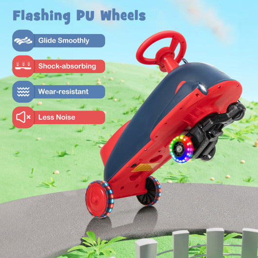 6V Kids Ride On Drifting Wiggle Car 2 in 1 with Music and Pedal and Dolphin-like Design-Blue