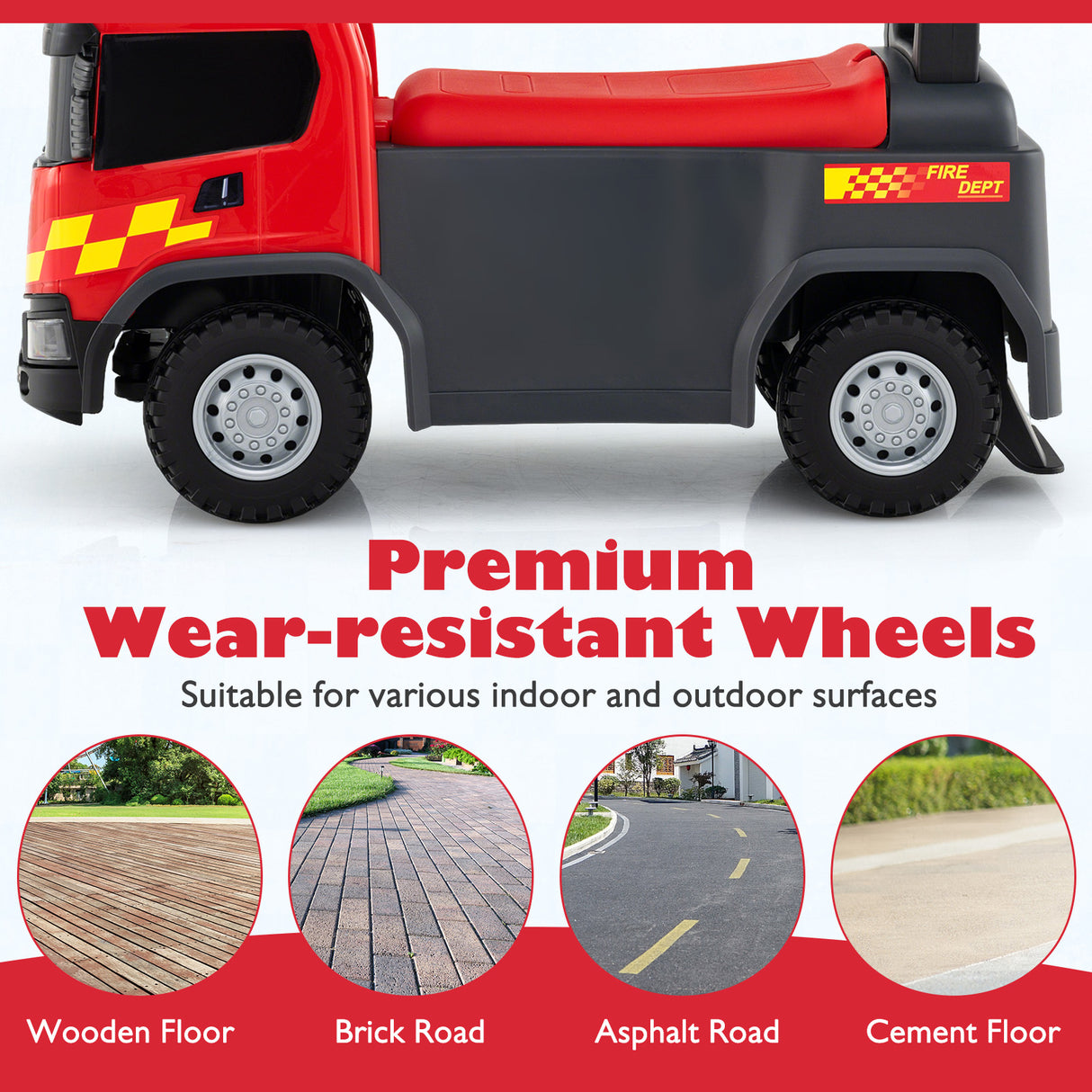 Kids Ride On Push Car Licensed SCANIA Truck Toy with Steering Wheel and Music-Red