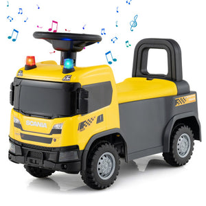 Kids Ride On Push Car Licensed SCANIA Truck Toy with Steering Wheel and Music-Yellow