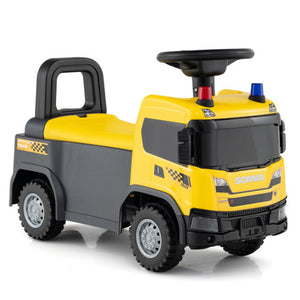 Kids Ride On Push Car Licensed SCANIA Truck Toy with Steering Wheel and Music-Yellow