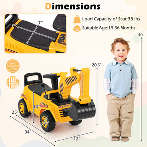 Kids Ride on Excavator with Adjustable Shovel-Yellow