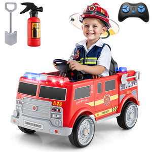 Kids Ride on Fire Truck with Remote Control and Extinguisher-Red