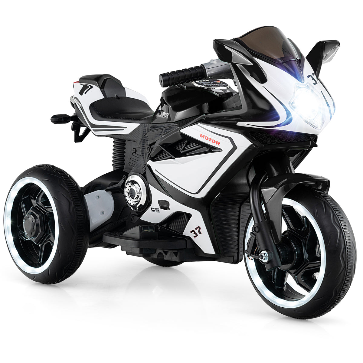 Kids Ride on Motorcycle 6V Battery Powered Mini Electric Motorbike with LED Lights-Black