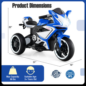 Kids Ride on Motorcycle 6V Battery Powered Mini Electric Motorbike with LED Lights-Navy