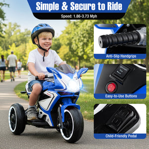 Kids Ride on Motorcycle 6V Battery Powered Mini Electric Motorbike with LED Lights-Navy