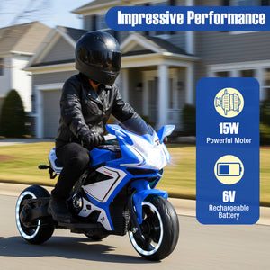 Kids Ride on Motorcycle 6V Battery Powered Mini Electric Motorbike with LED Lights-Navy