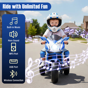 Kids Ride on Motorcycle 6V Battery Powered Mini Electric Motorbike with LED Lights-Navy
