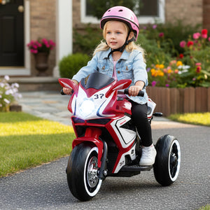 Kids Ride on Motorcycle 6V Battery Powered Mini Electric Motorbike with LED Lights-Red