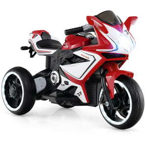Kids Ride on Motorcycle 6V Battery Powered Mini Electric Motorbike with LED Lights-Red