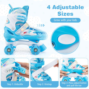 Kids Roller Skates for Girls Boys with Light-up Wheels and Safety Protection-Navy