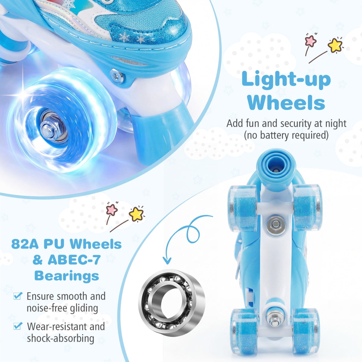 Kids Roller Skates for Girls Boys with Light-up Wheels and Safety Protection-Navy