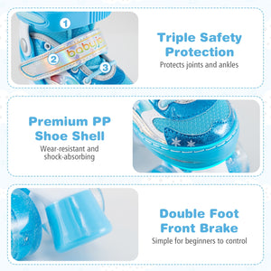 Kids Roller Skates for Girls Boys with Light-up Wheels and Safety Protection-Navy