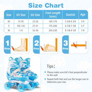 Kids Roller Skates for Girls Boys with Light-up Wheels and Safety Protection-Navy