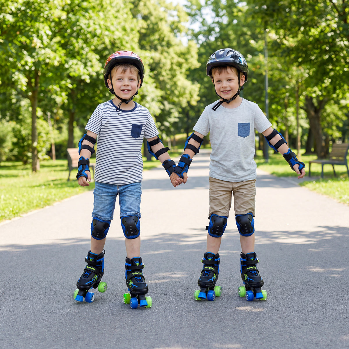 Kids Roller Skates for Girls Boys 4 Sizes Adjustable Quad Skates with Light-up Wheels-Navy