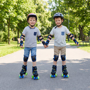 Kids Roller Skates for Girls Boys 4 Sizes Adjustable Quad Skates with Light-up Wheels-Navy