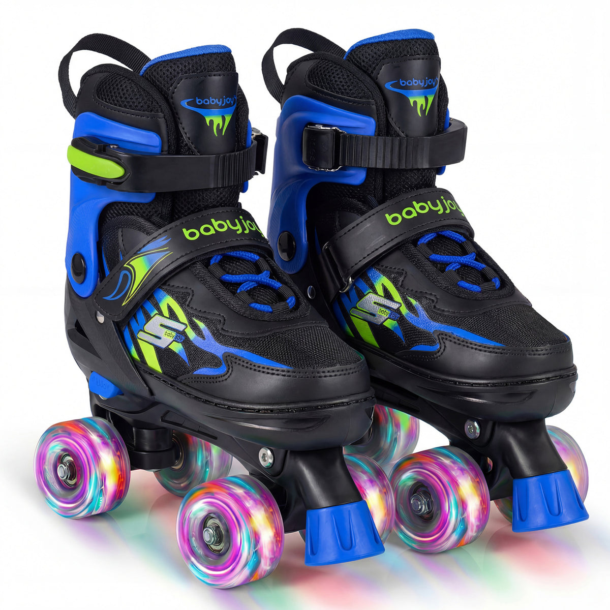 Kids Roller Skates for Girls Boys 4 Sizes Adjustable Quad Skates with Light-up Wheels for Outdoor-Navy