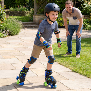 Kids Roller Skates for Girls Boys 4 Sizes Adjustable Quad Skates with Light-up Wheels for Outdoor-Navy