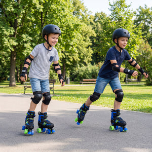 Kids Roller Skates for Girls Boys 4 Sizes Adjustable Quad Skates with Light-up Wheels for Outdoor-Navy