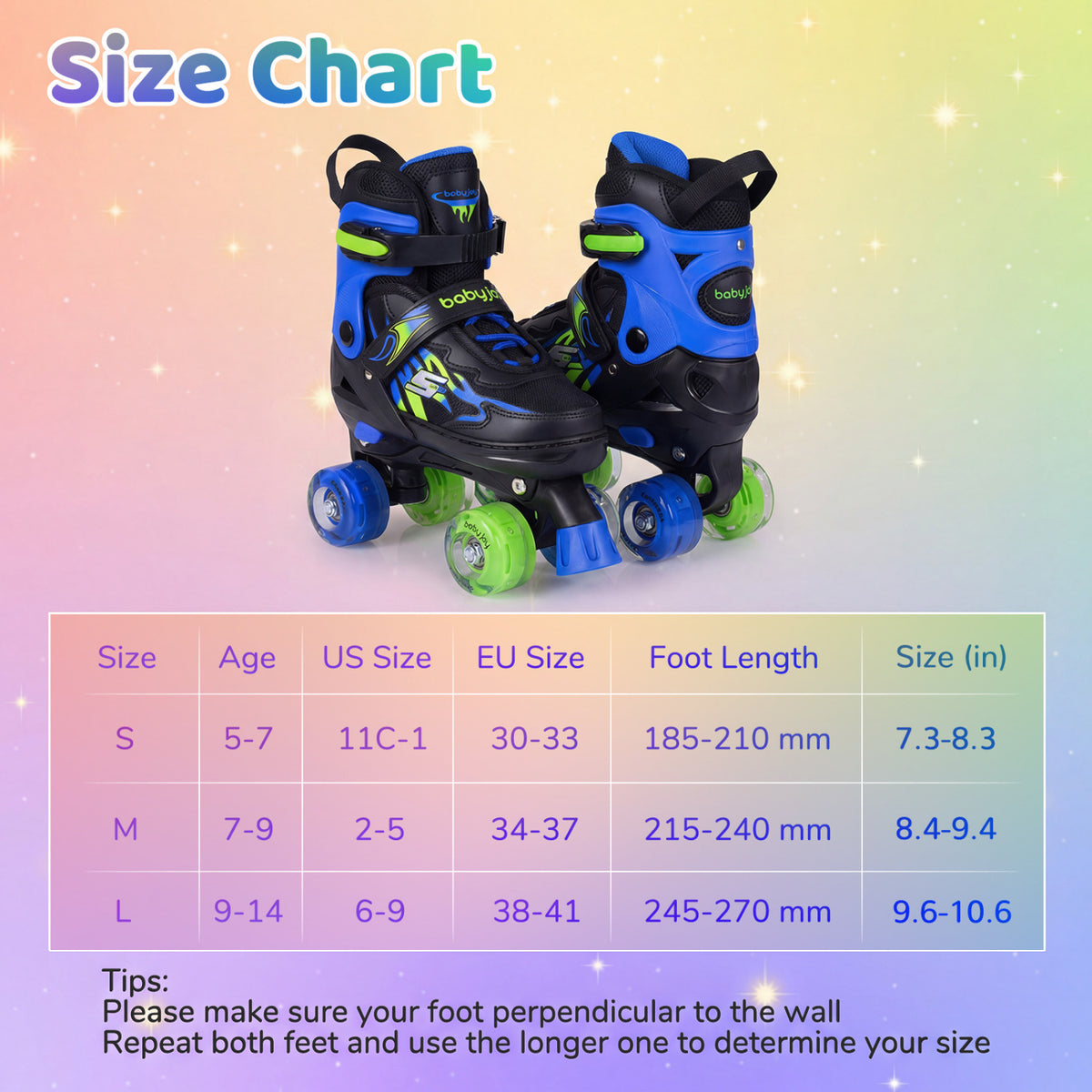Kids Roller Skates for Girls Boys 4 Sizes Adjustable Quad Skates with Light-up Wheels for Outdoor-Navy