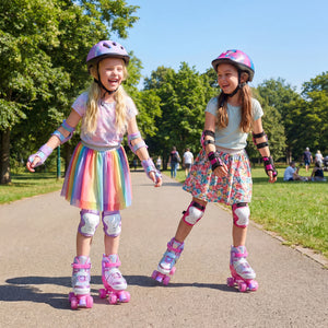 Kids Roller Skates for Toddlers Ages 7-9 with 4 Light up Wheels-Pink