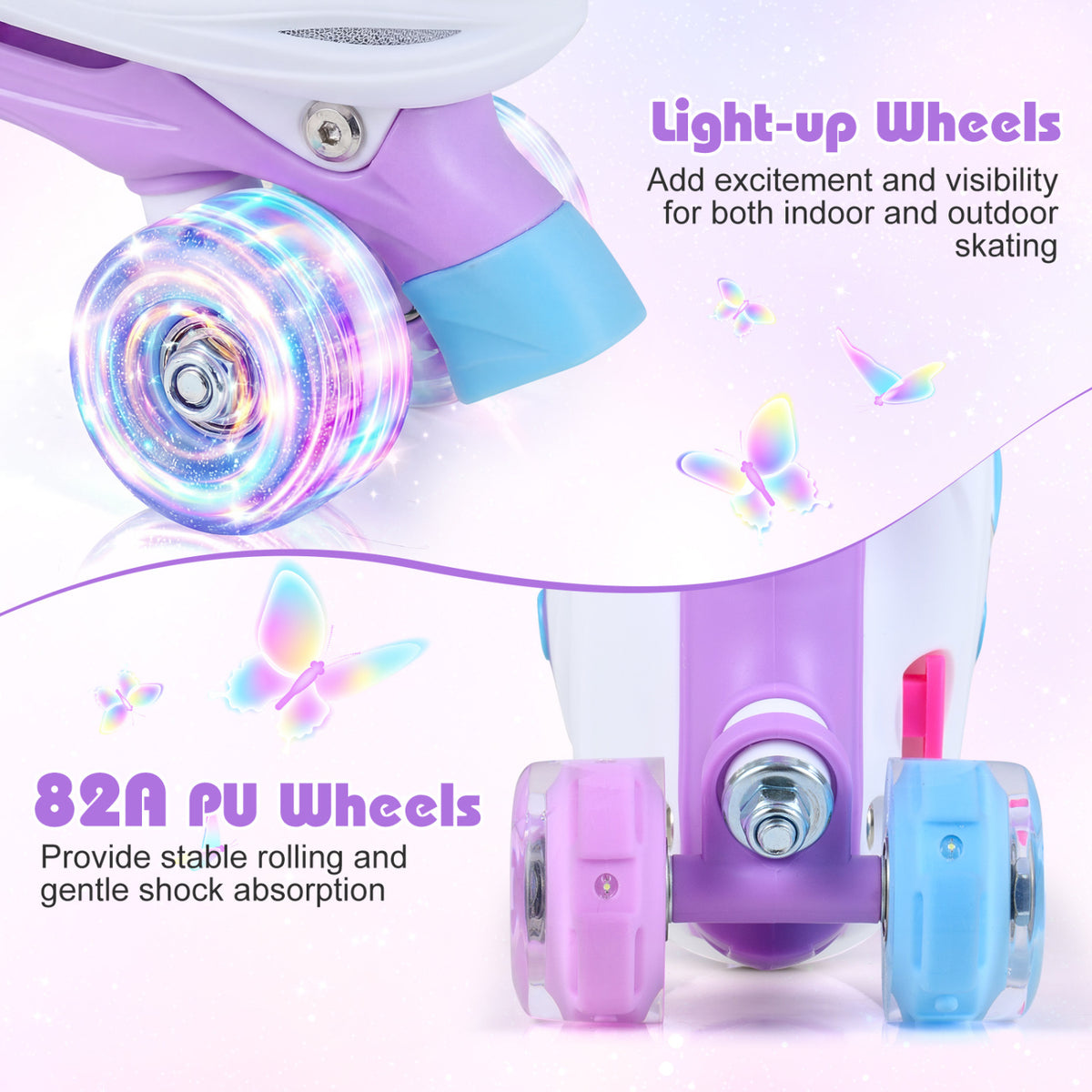 Kids Roller Skates for Toddlers Ages 7-9 with 4 Light up Wheels-Blue
