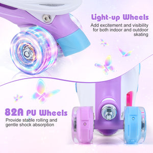 Kids Roller Skates for Toddlers Ages 7-9 with 4 Light up Wheels-Blue