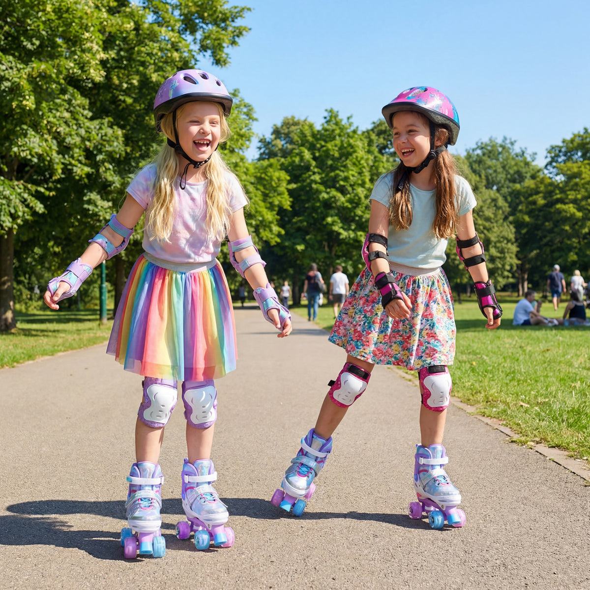 Kids Roller Skates for Toddlers Ages 7-9 with 4 Light up Wheels-Blue