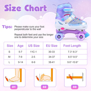 Kids Roller Skates for Toddlers Ages 7-9 with 4 Light up Wheels-Blue