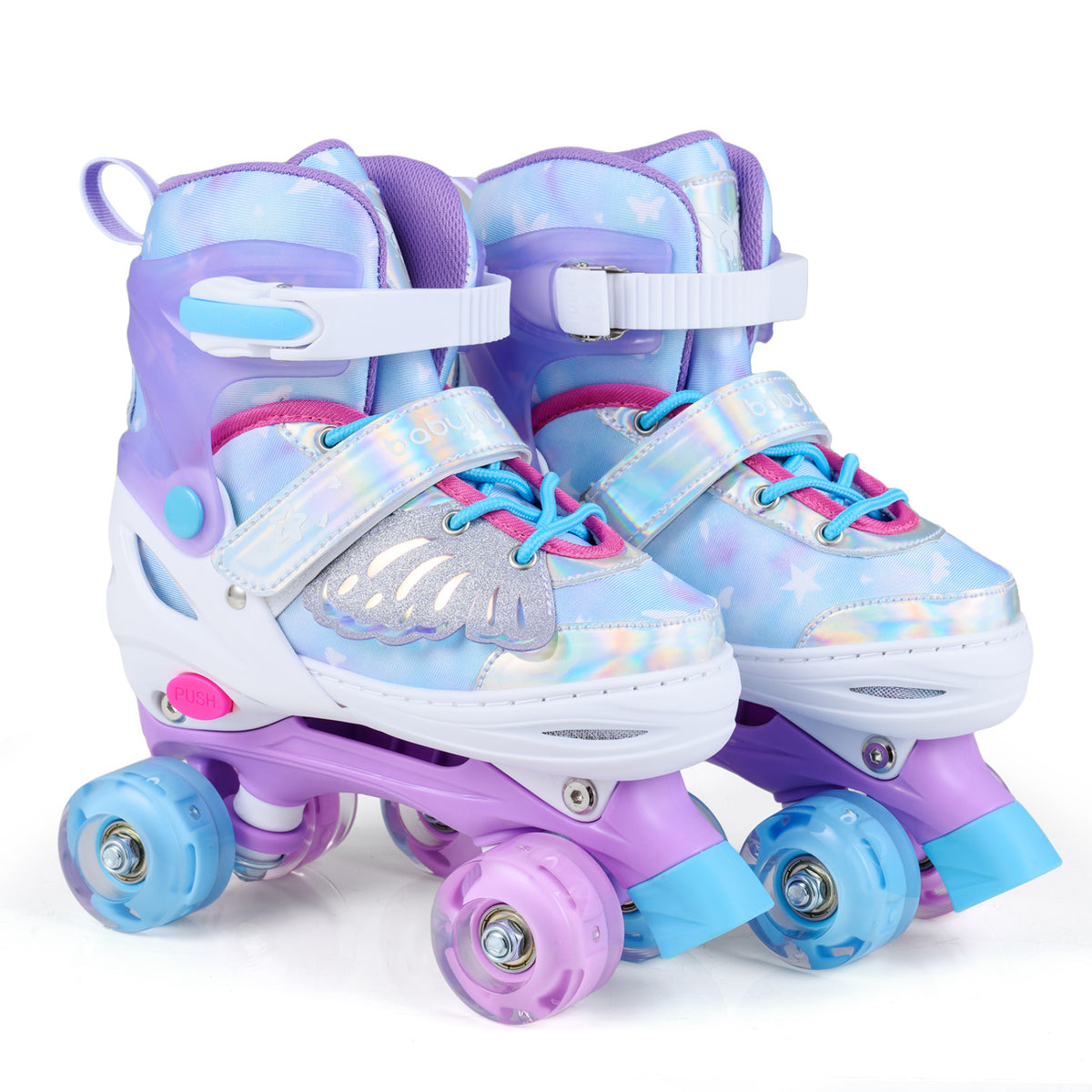 Kids Roller Skates for Toddlers Ages 7-9 with 4 Light up Wheels-Blue