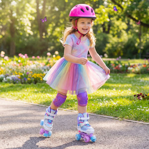 Kids Roller Skates for Toddlers Ages 5-7 with 4 Light-up Wheels-Blue