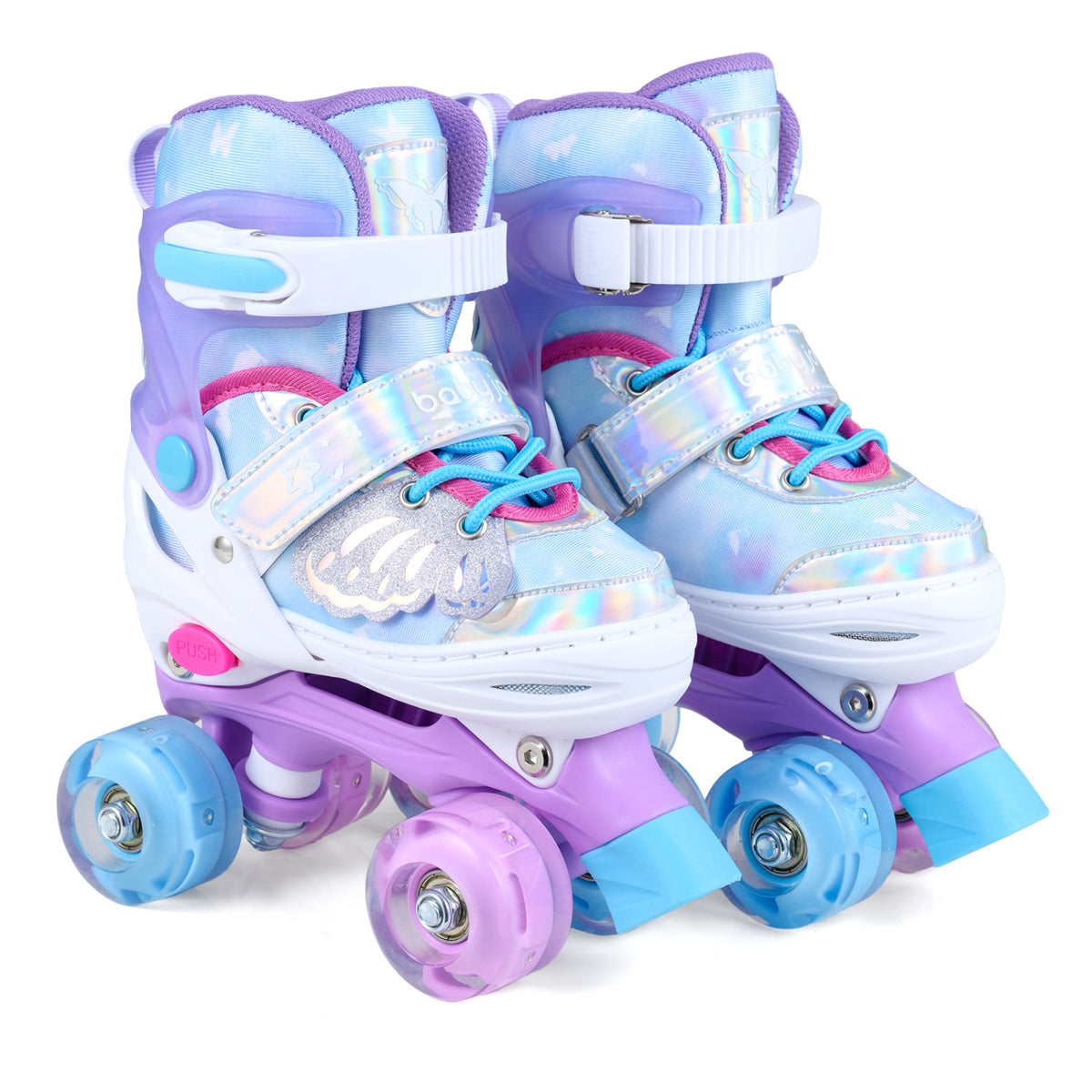 Kids Roller Skates for Toddlers Ages 5-7 with 4 Light-up Wheels-Blue
