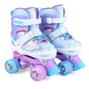 Kids Roller Skates for Toddlers Ages 5-7 with 4 Light-up Wheels-Blue