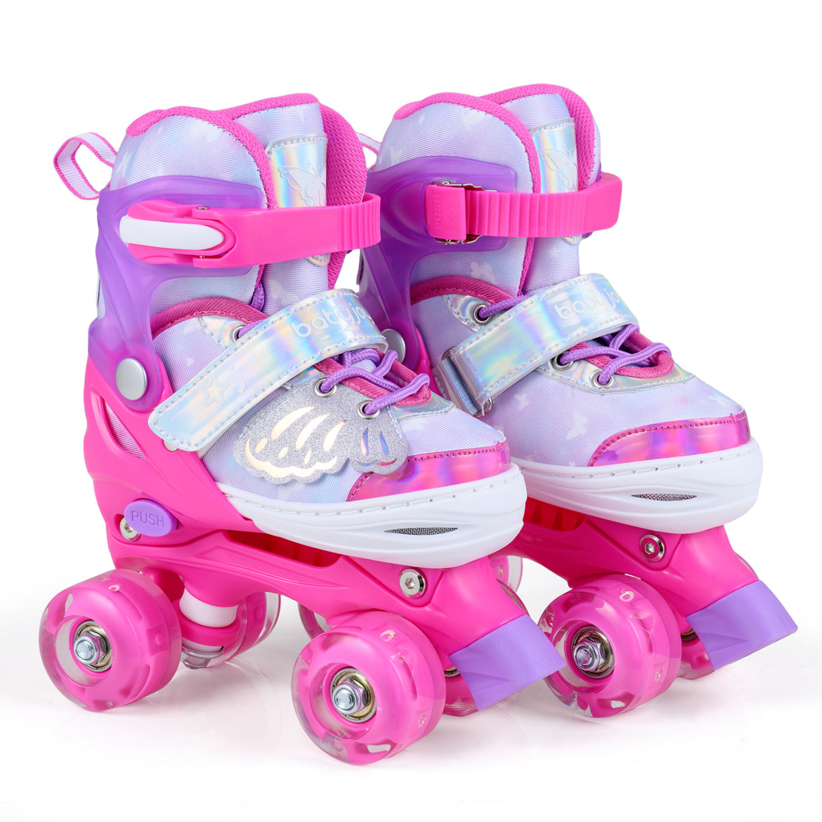 Kids Roller Skates for Toddlers Ages 5-7 with 4 Light-up Wheels-Pink