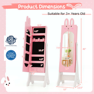 Kids Room Furniture Set with Princess Vanity Table and Chair-Pink